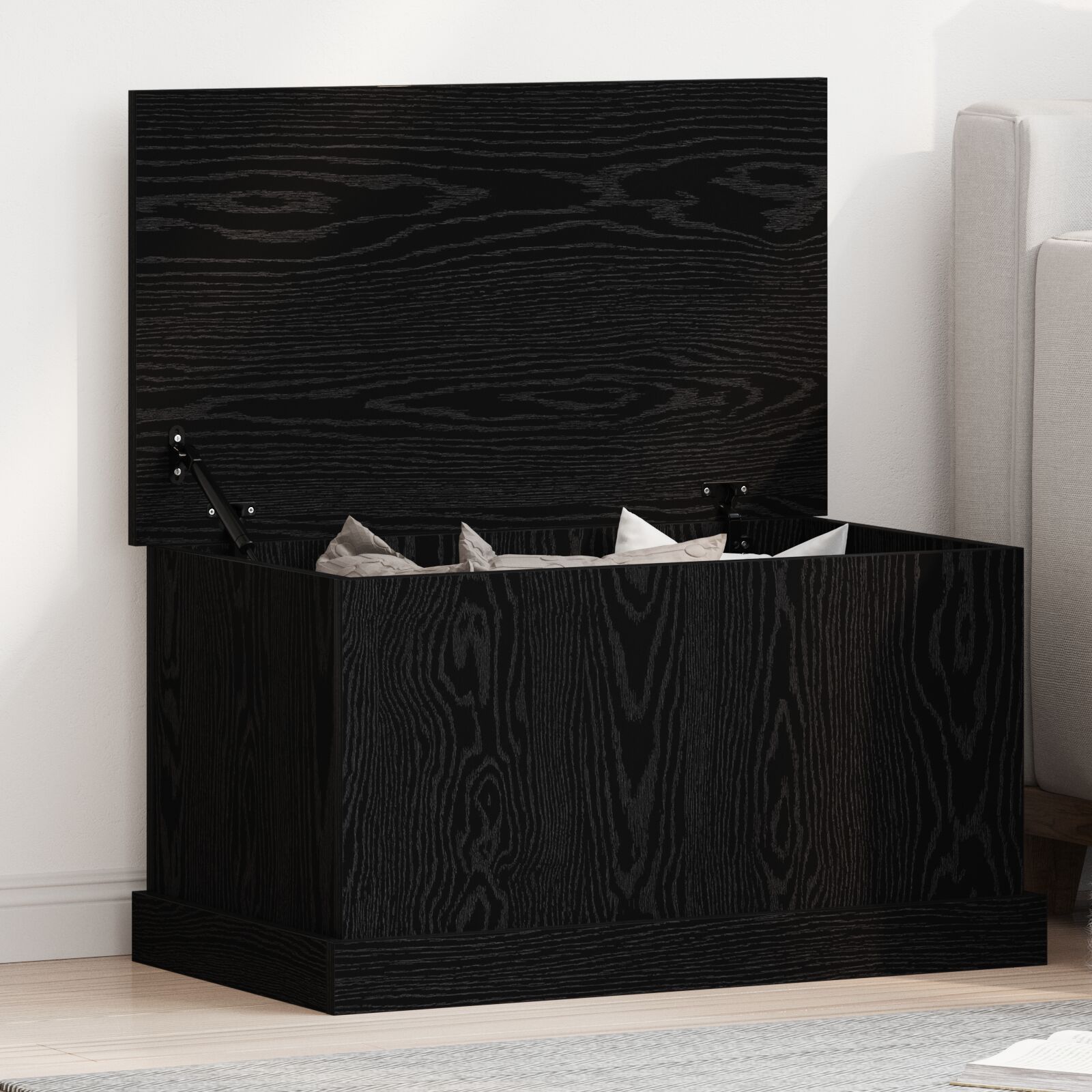 vidaXL Aufbewahrungsbox Schwarzes Eichenholz 70x40x38 cm Ingenieurholz