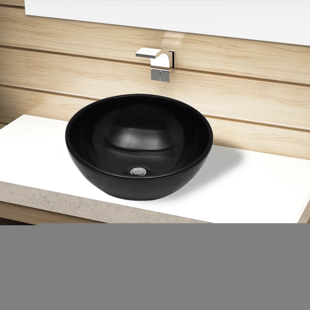 Keramik Waschbecken rund schwarz