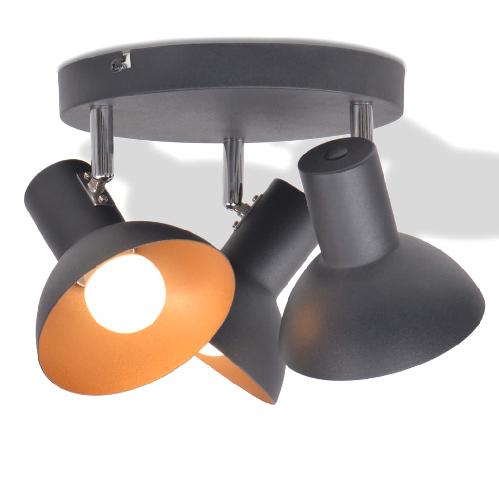 vidaXL Deckenlampe für 3 Glühbirnen E27 Schwarz und Gold