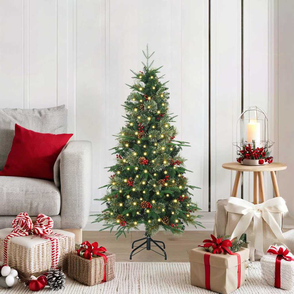 vidaXL Künstlicher klappbarer Weihnachtsbaum Grün 120 cm PE und PVC