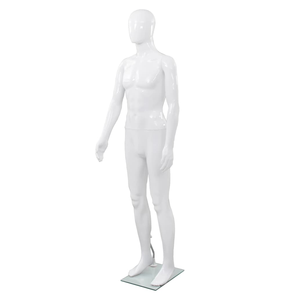vidaXL Männliche Schaufensterpuppe mit Glassockel Weiß 185 cm 