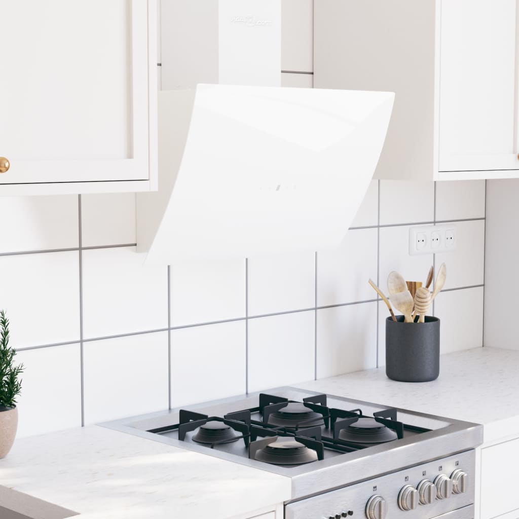 vidaXL Dunstabzugshaube 60 cm Stahl und Hartglas Weiß