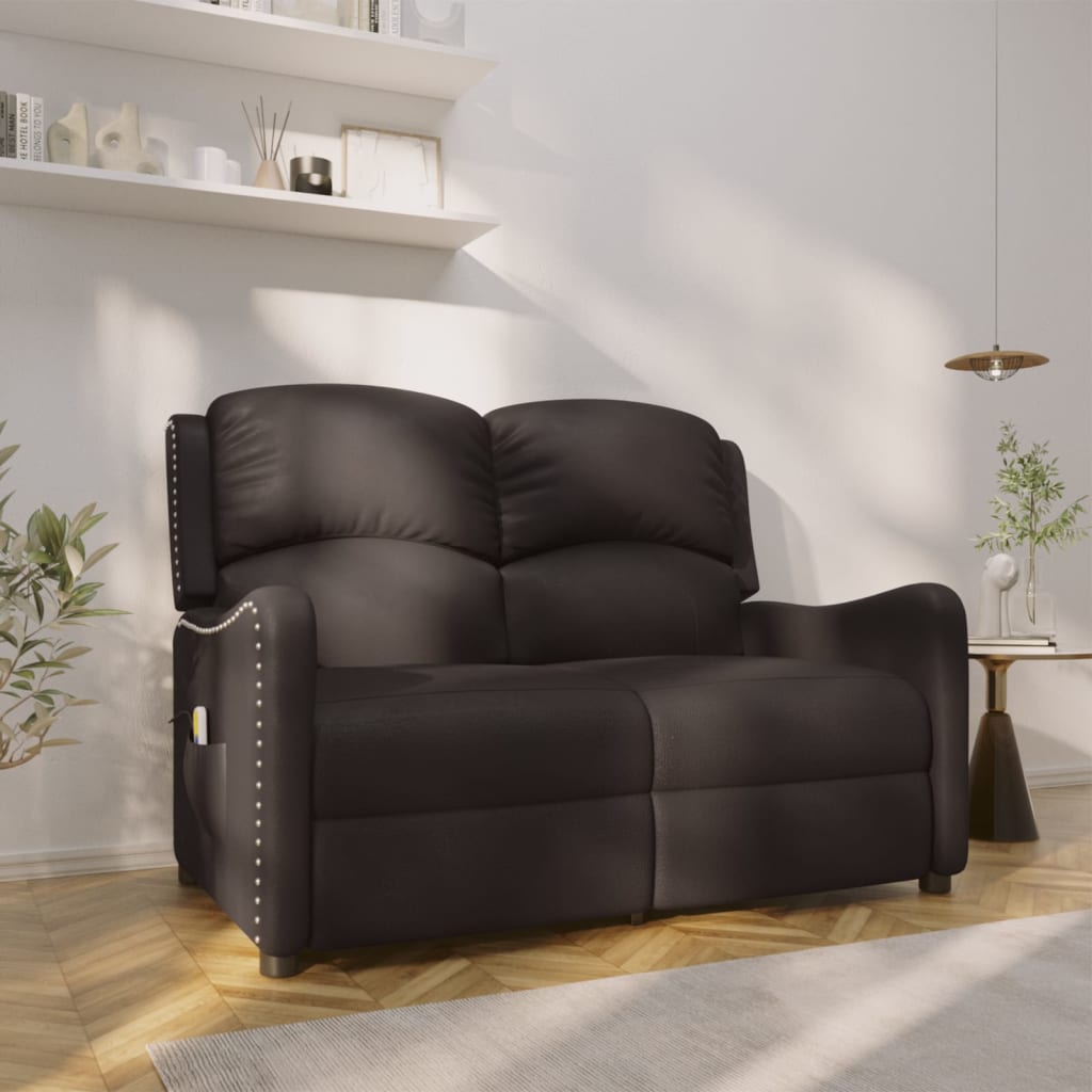vidaXL 2-Sitzer Massagesessel Schwarz Glänzend Kunstleder
