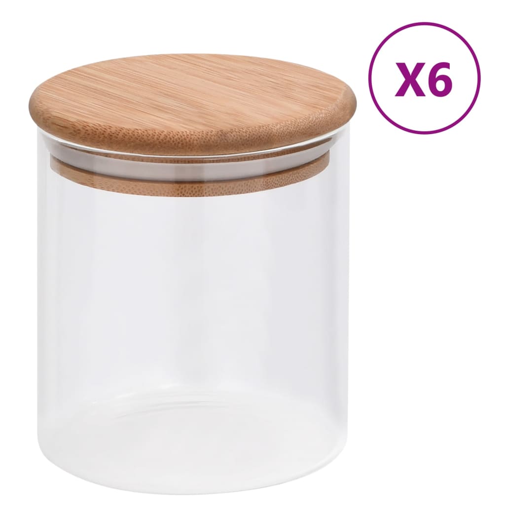 vidaXL Vorratsgläser mit Bambusdeckel 6 Stk. 600 ml 