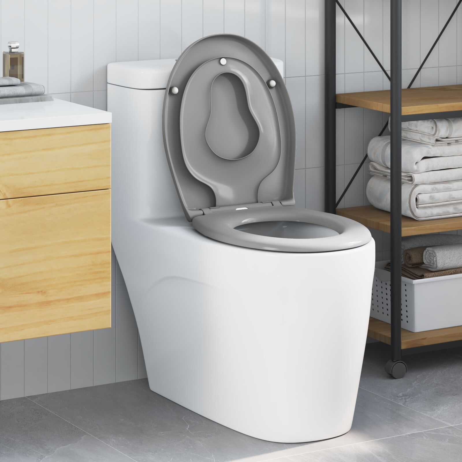vidaXL Familien-Toilettensitz mit Kindersitz Schnellentriegelung Duroplast