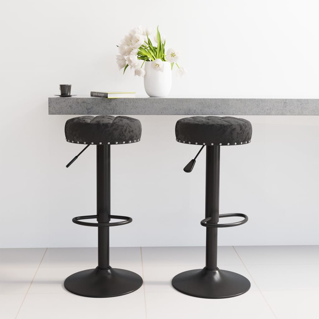  vidaXL Barhocker 2 Stk. Schwarz Samt