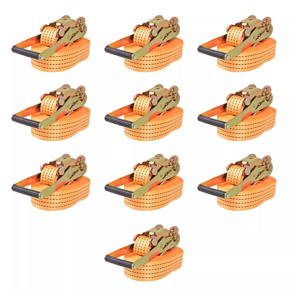 vidaXL Ratschen-Spanngurte 10 Stk. 2 Tonnen 8m×50mm Orange