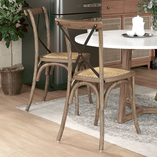 vidaXL 2 Stk. Esszimmerstühle Massivholz Eiche