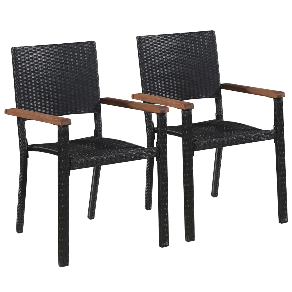  vidaXL Gartenstühle 2 Stk. Poly-Rattan Schwarz
