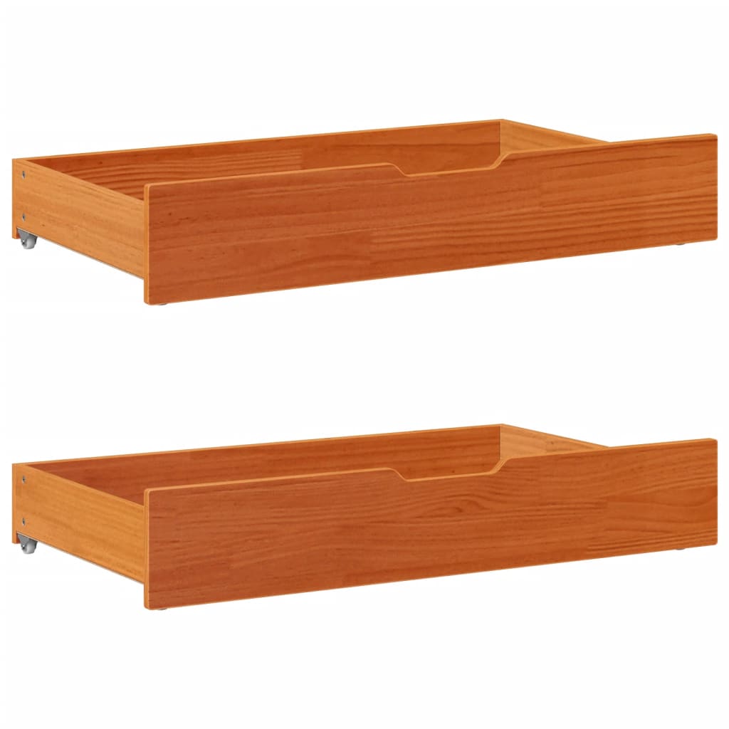 vidaXL Bettschubladen 2 Stk. Wachsbraun 90x55x17 cm Massivholz Kiefer