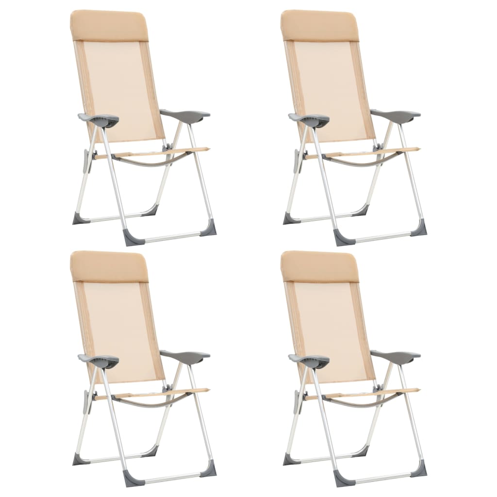 vidaXL Klappbare Campingstühle 4 Stk. Aluminium Creme 