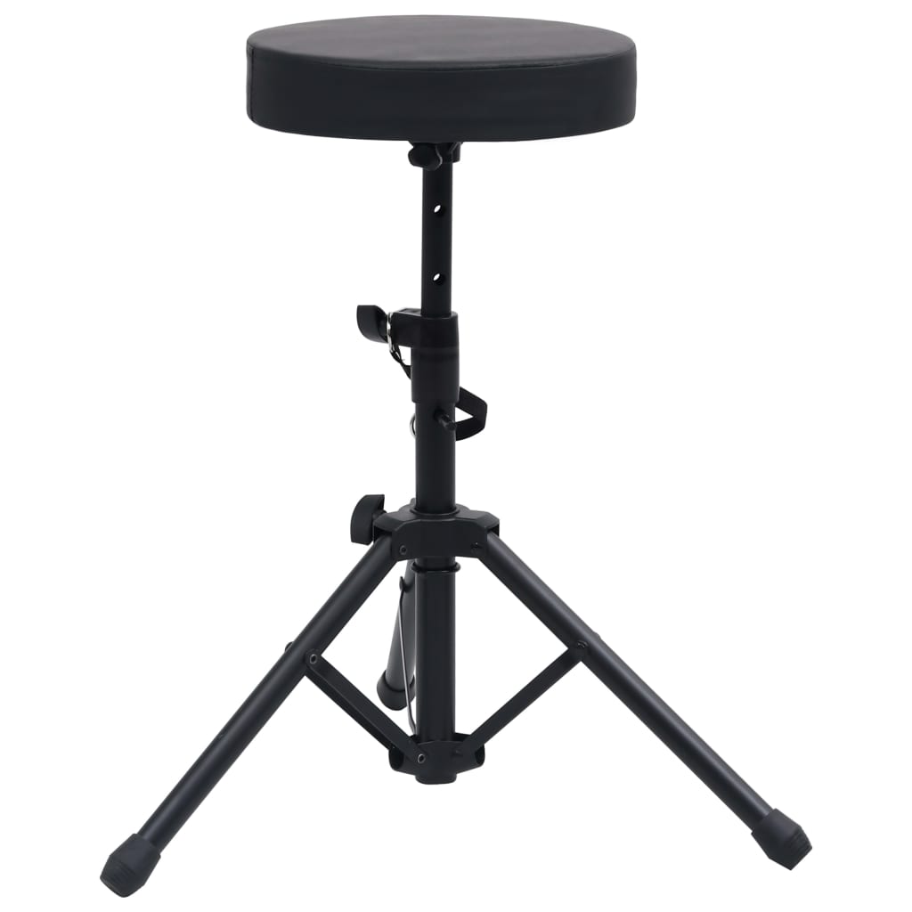 vidaXL Verstellbarer Drumhocker Schwarz Rund 