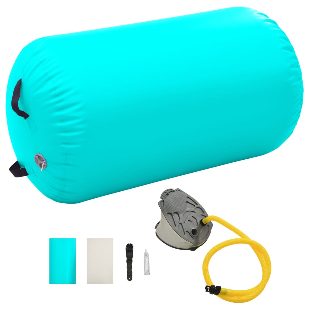 vidaXL Aufblasbare Gymnastik-Rolle mit Pumpe 100x60 cm PVC Grün