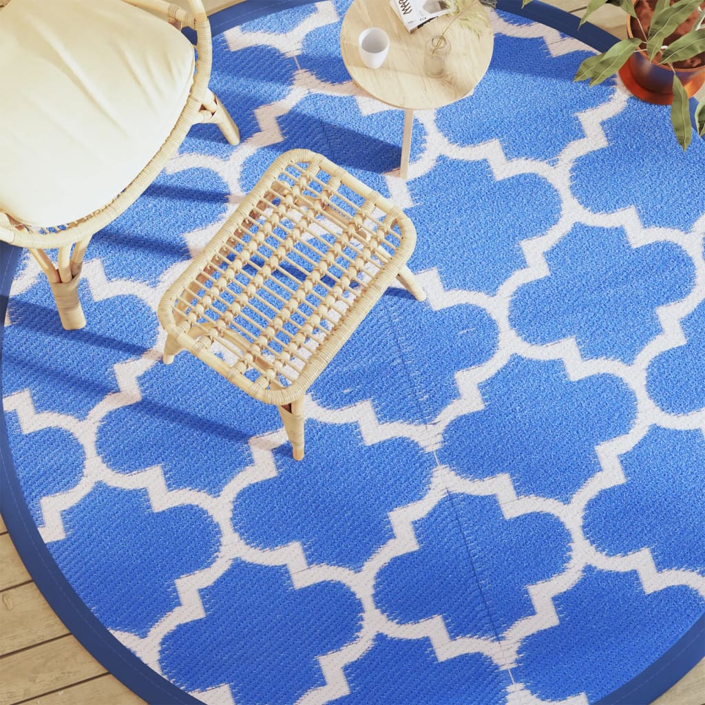vidaXL Outdoor-Teppich ARAKIL Blau Ø200 cm PP