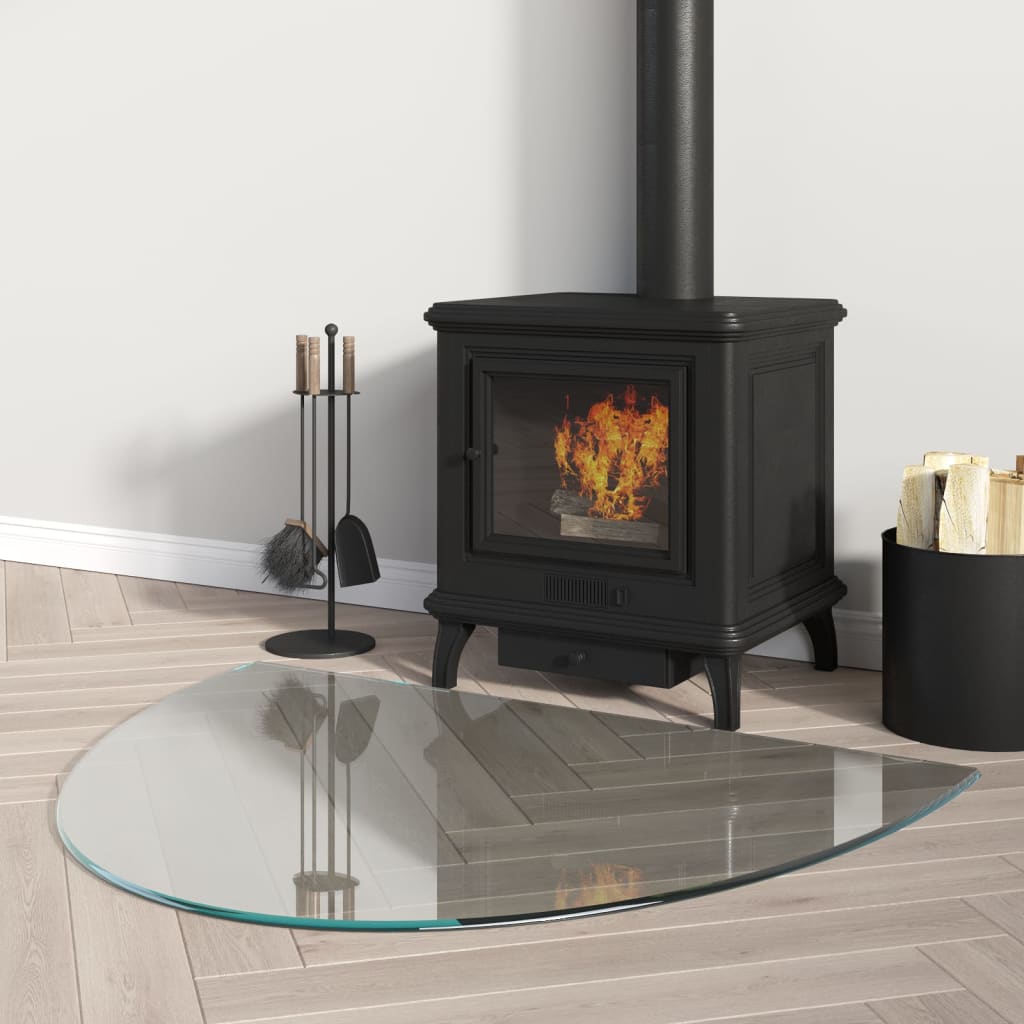 vidaXL Funkenschutzplatte Glas Halbrund 800x600 mm