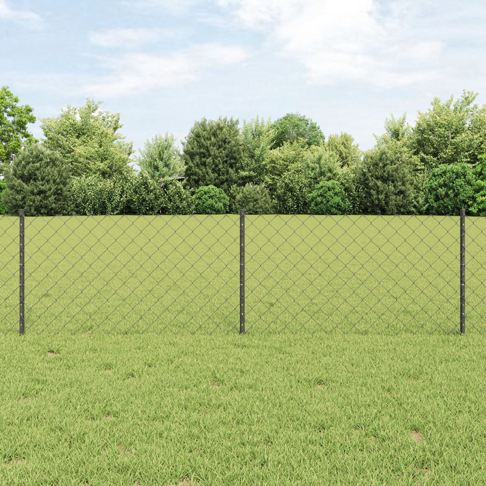 vidaXL Drahtzaun mit 10 U Pfosten Grau 0,6x10 m Stahl