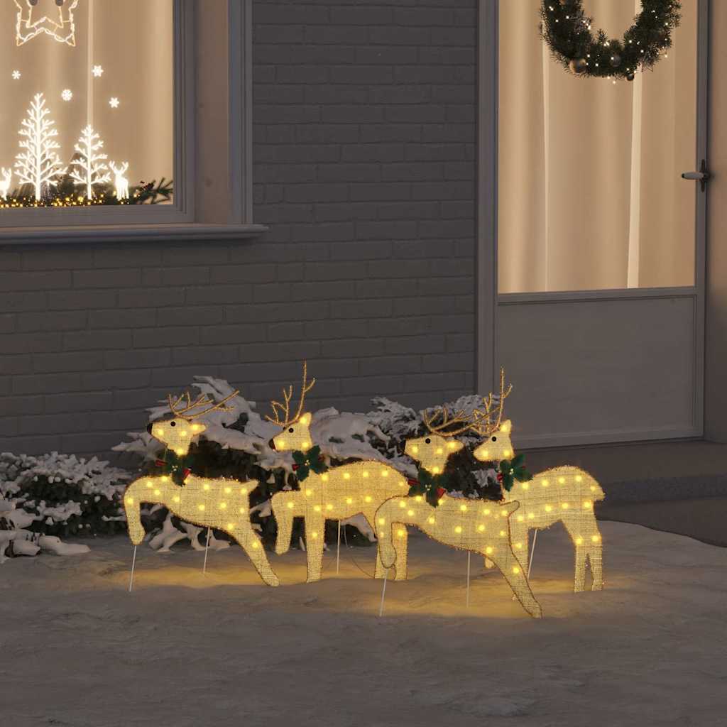 vidaXL LED Rentiere 4 pcs Gold 45 x 19 x 65 cm Stoff