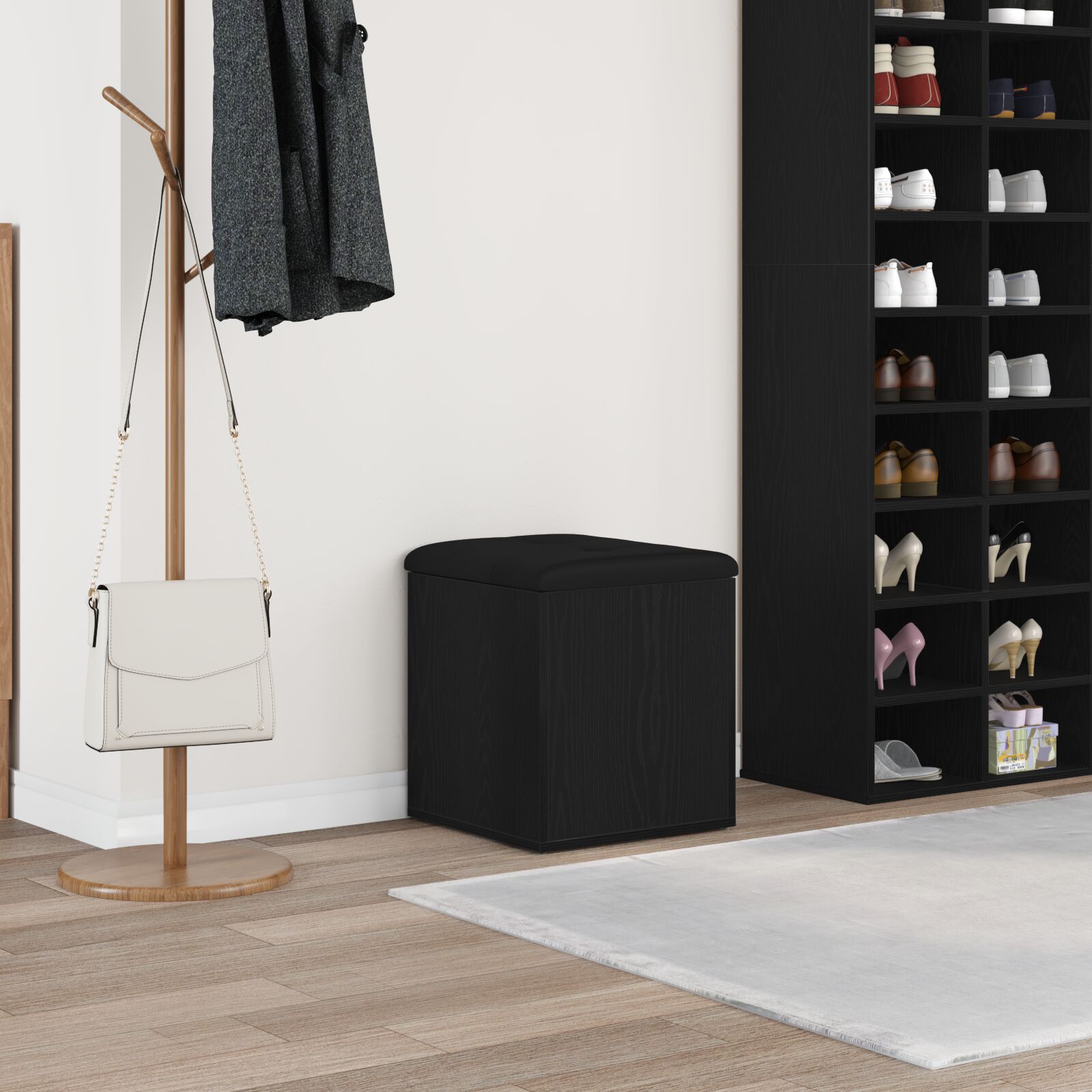 vidaXL Aufbewahrungsbank Schwarz Eiche 40x40x45 cm Engineered Wood