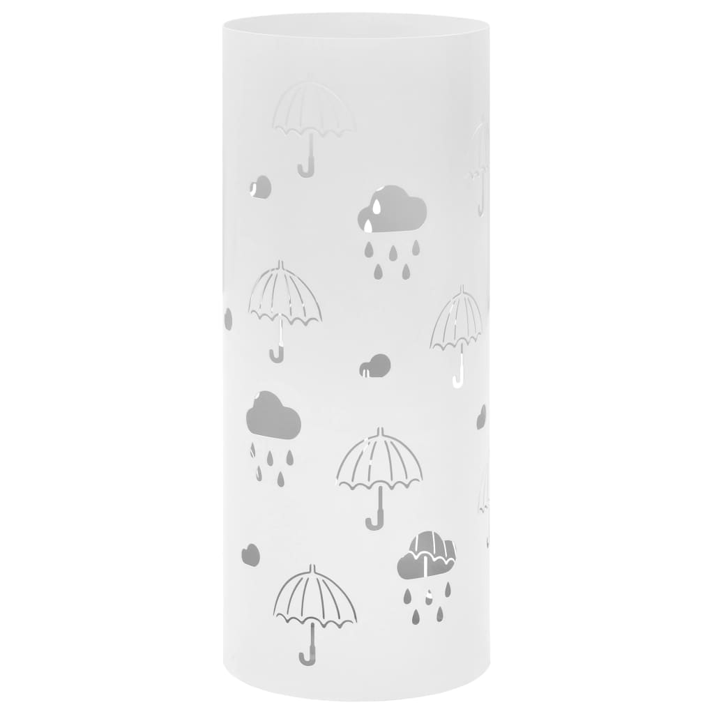 vidaXL Regenschirmständer Regenschirm-Motiv Stahl Weiß 