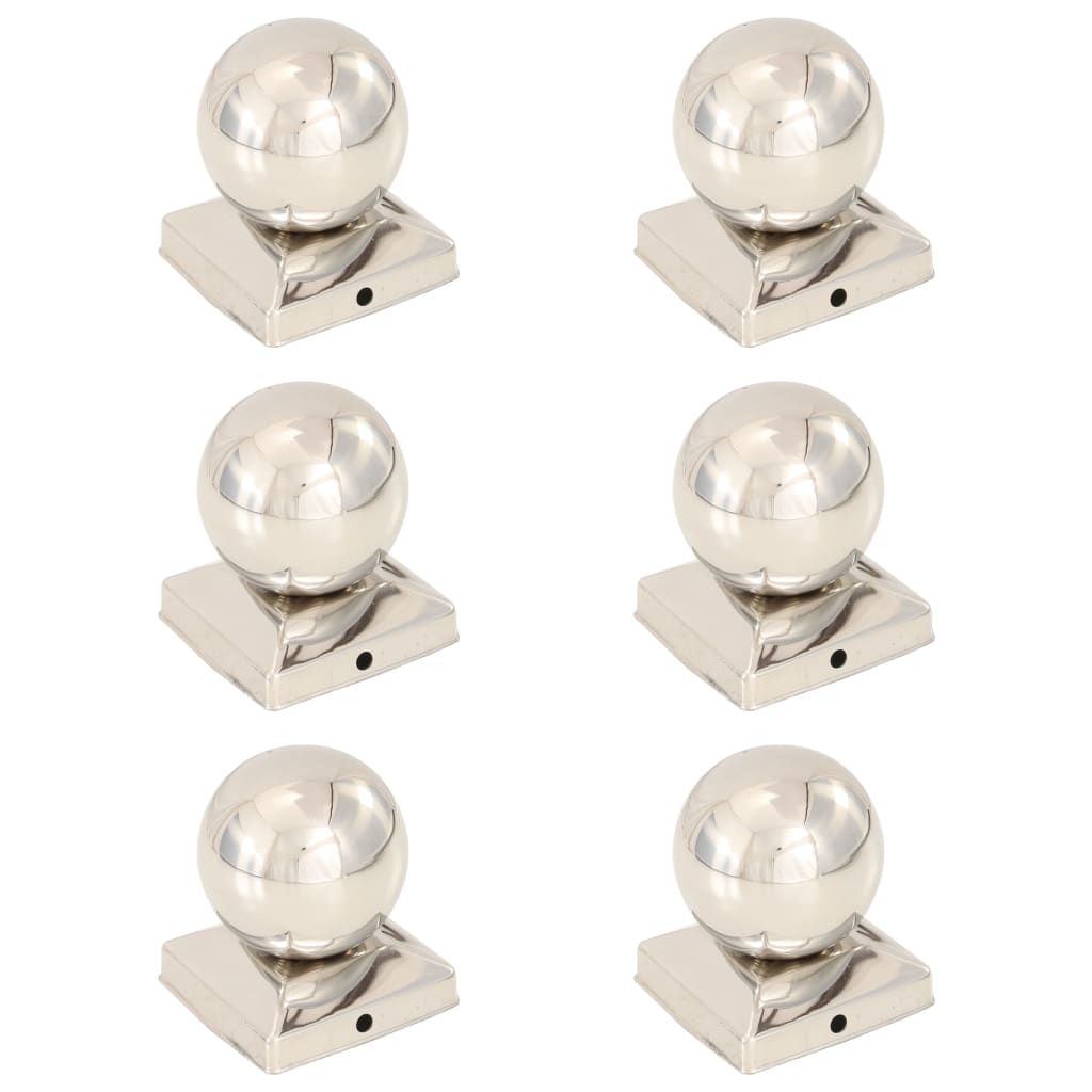 vidaXL Pfostenkappen 6 Stk. Kugelform Edelstahl 81 x 81 mm 