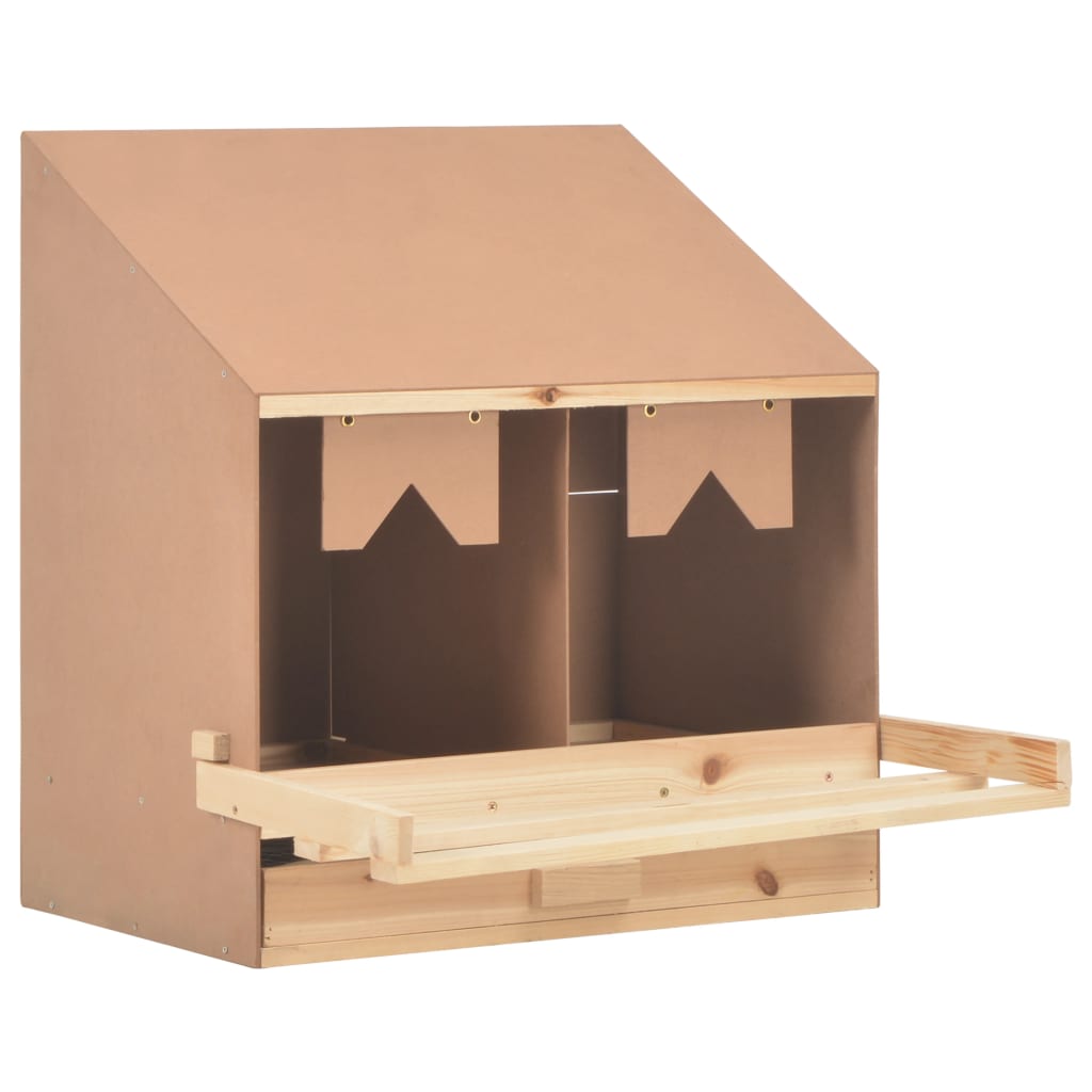 vidaXL Legenest für Hühner 2 Fächer 63x40x65 cm Massivholz Kiefer