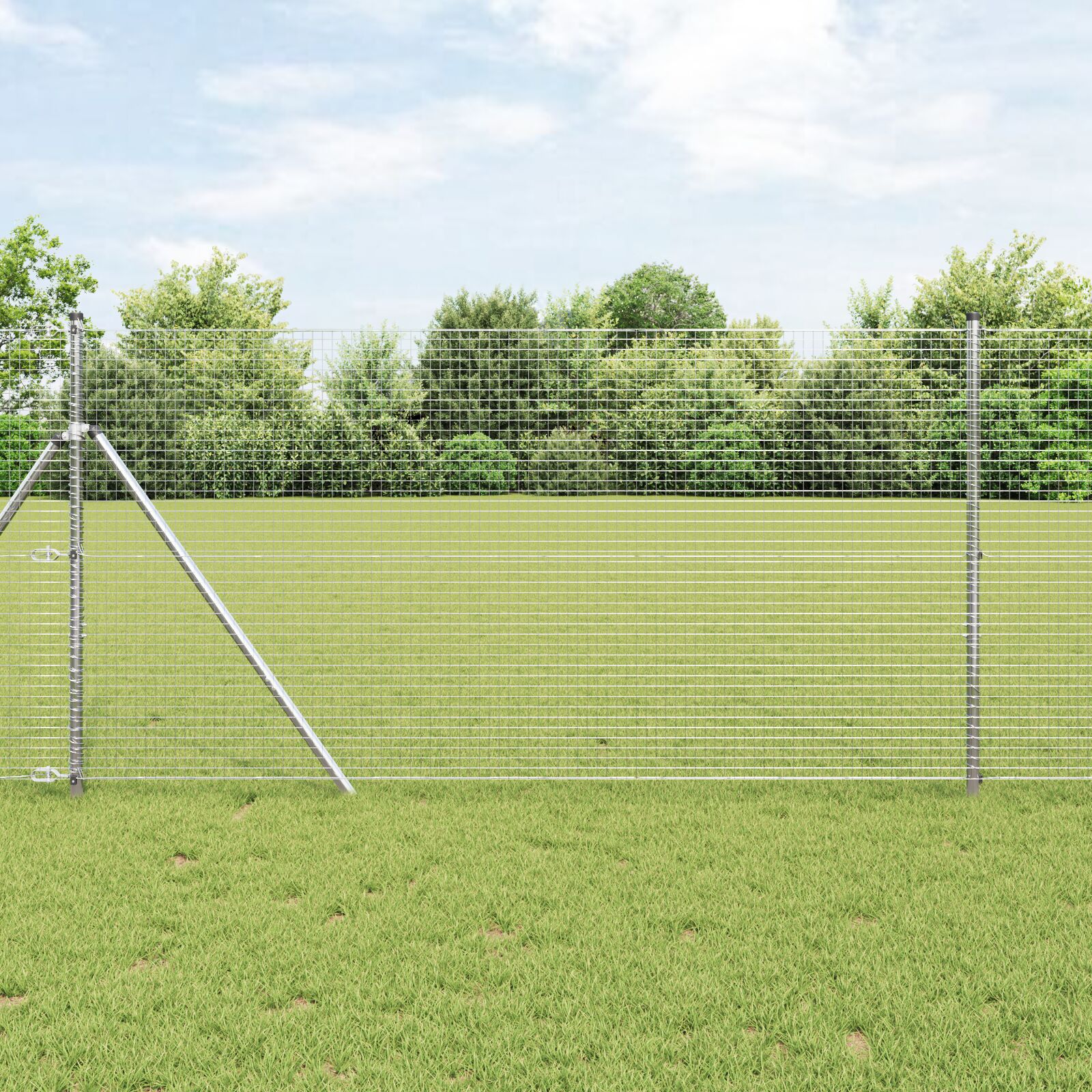 vidaXL 25 m Zaunpfosten Set Set mit 2 Feuerverzinkter Stahl
