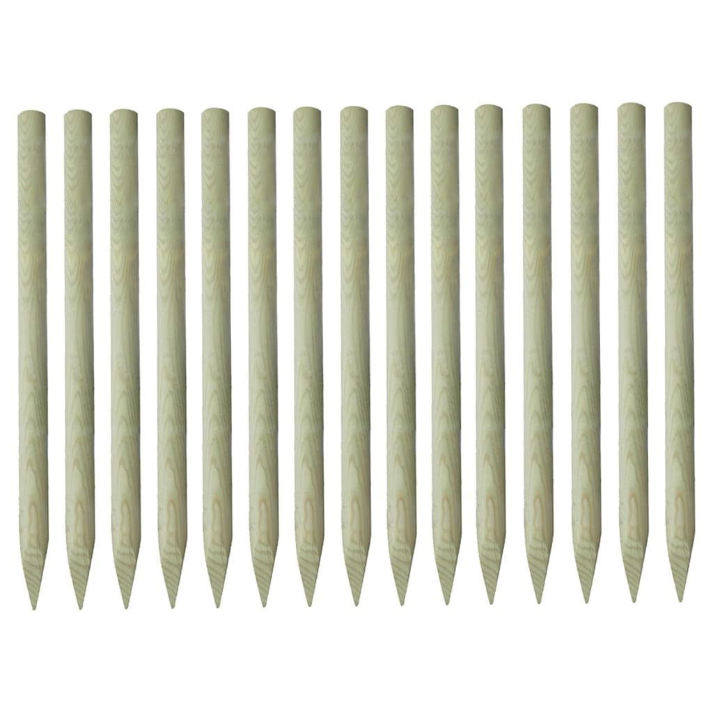 vidaXL Angespitzte Zaunpfähle 15 Stk. Kiefer Imprägniert 4 x 150 cm
