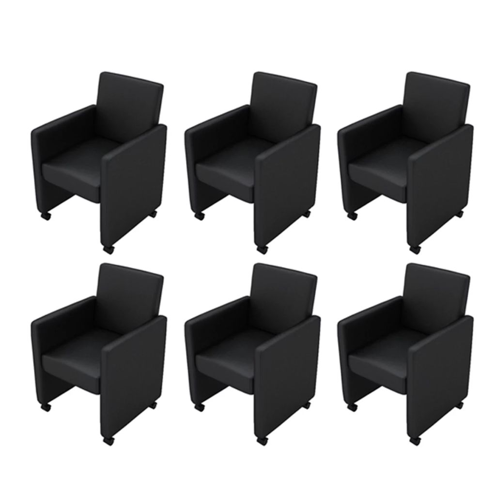  vidaXL Esszimmerstühle 6 Stk. Schwarz Kunstleder