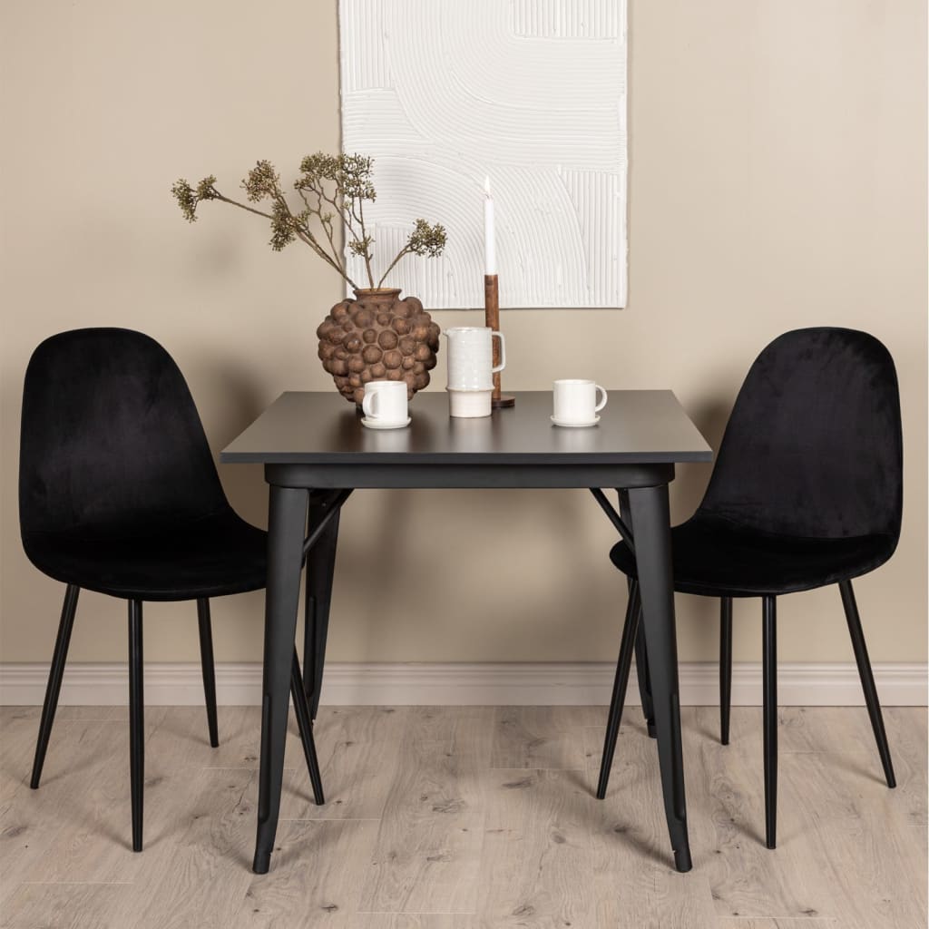 Venture Home Esszimmerstühle 2 Stk. Polar Samt Schwarz