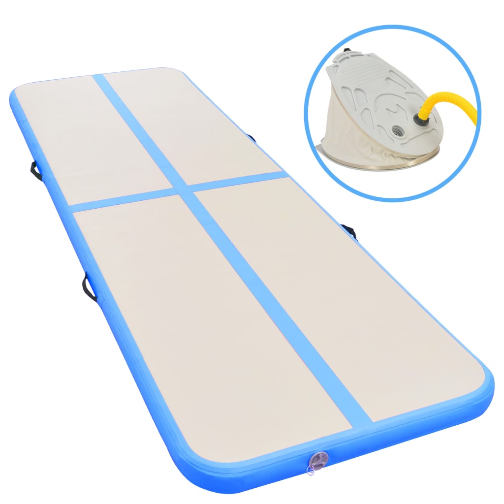 vidaXL Aufblasbare Gymnastikmatte mit Pumpe 300x100x10 cm PVC Blau  