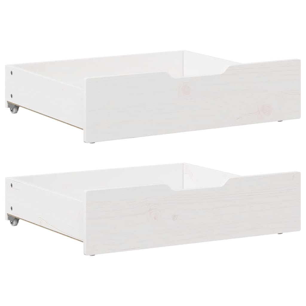 vidaXL Bettschubladen 2 Stk. Weiß 75x55x17 cm Massivholz Kiefer