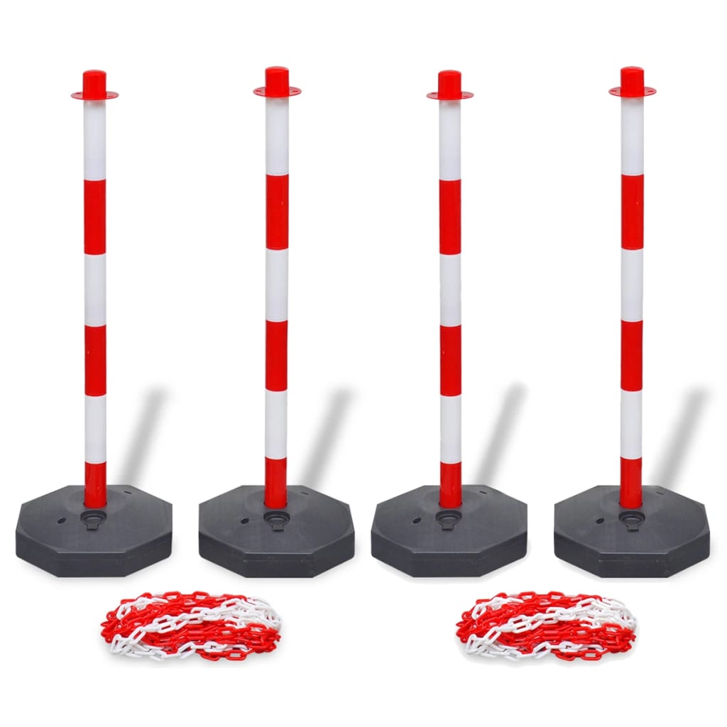 vidaXL Set von 4 Absperrpfosten und 2 Kunststoff-Ketten von je 10 m 