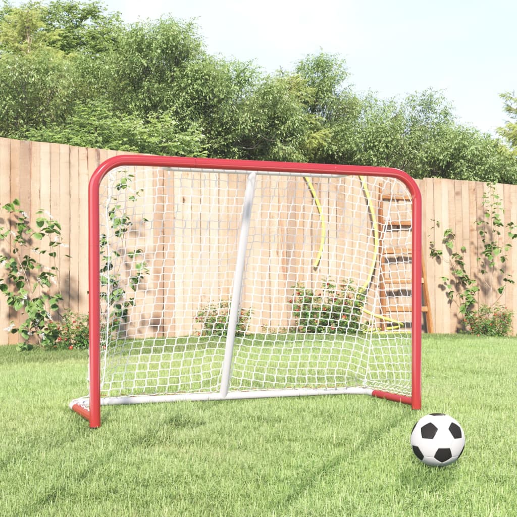 vidaXL Hockeytor mit Netz Rot & Weiß 153x60x118 cm Stahl & Polyester 