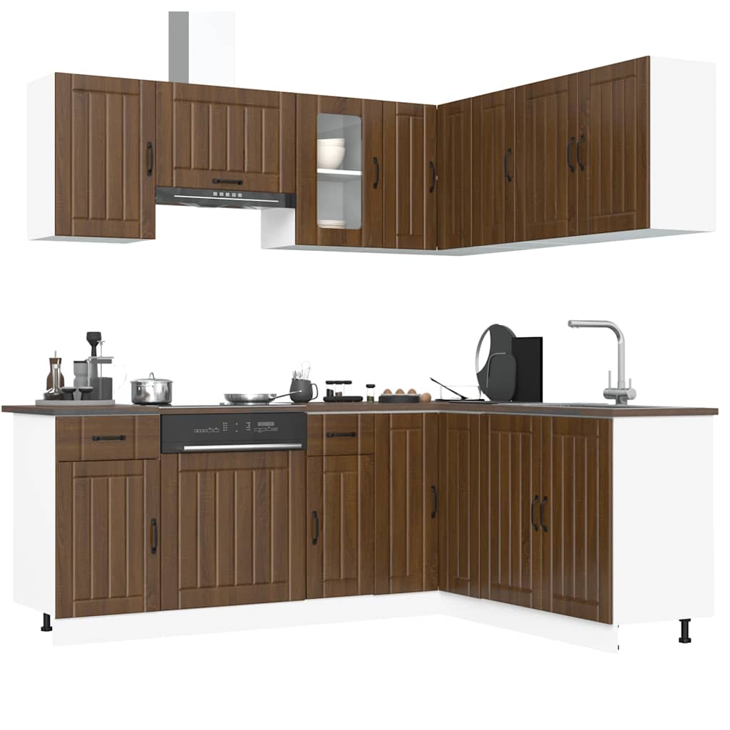 vidaXL 11-tlg. Küchenschrank-Set Kalmar Braun Eichen-Optik Holzwerkstoff