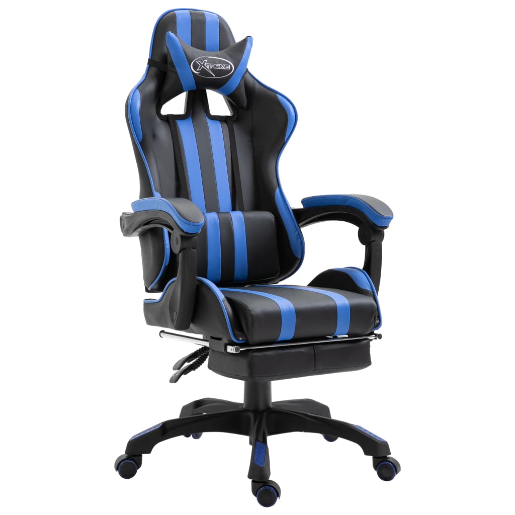 vidaXL Gaming-Stuhl mit Fußstütze Blau Kunstleder