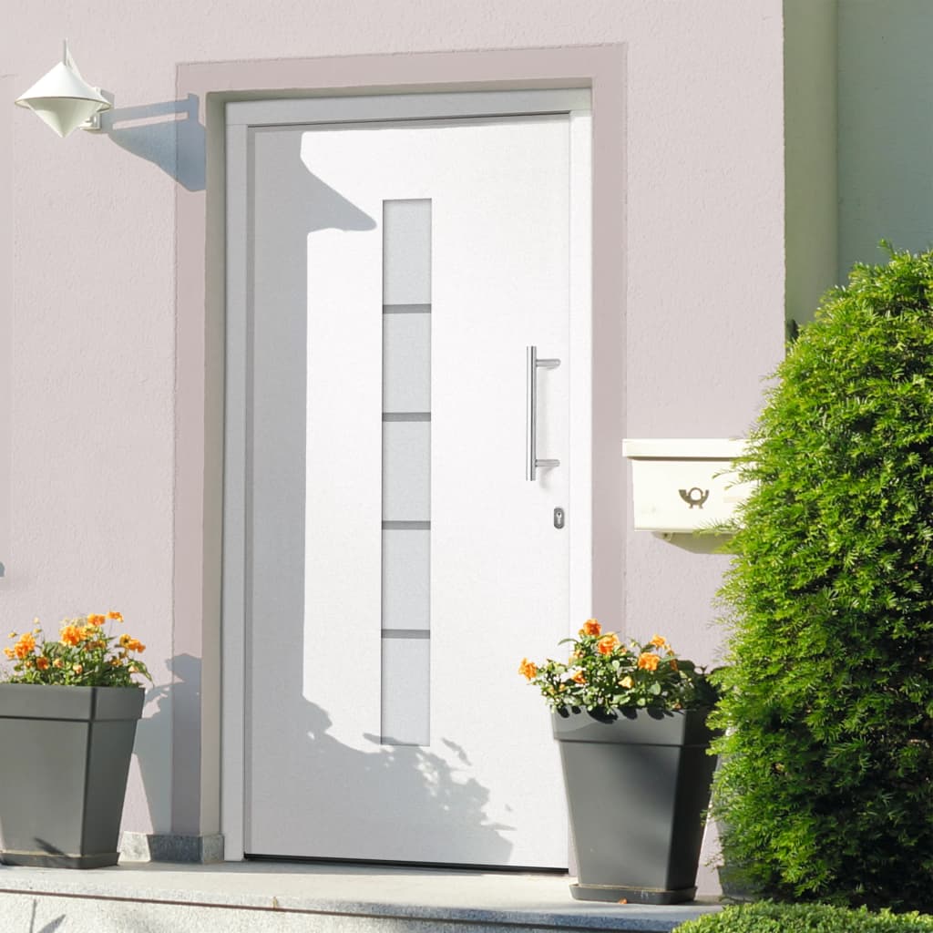 vidaXL Haustür Aluminium und PVC Weiß 100x210 cm  