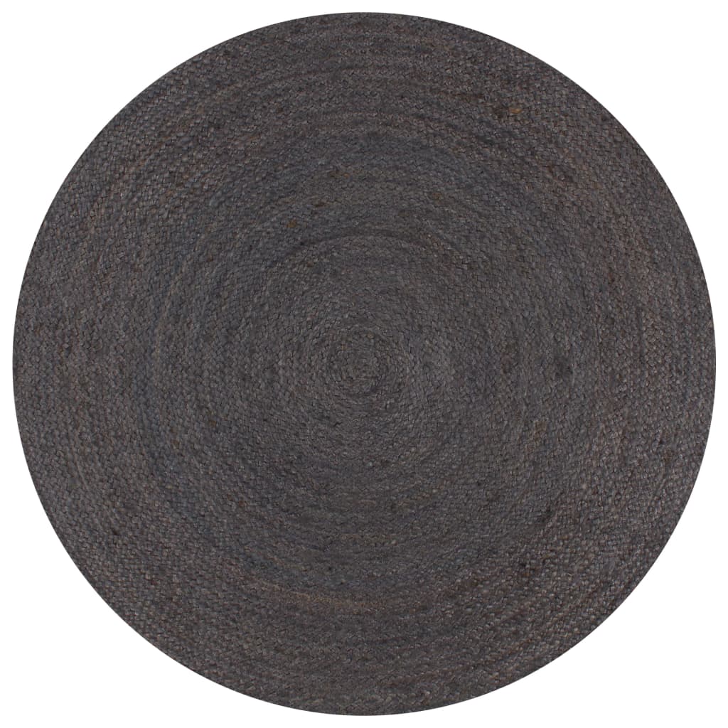  vidaXL Teppich Handgefertigt Jute Rund 150 cm Dunkelgrau