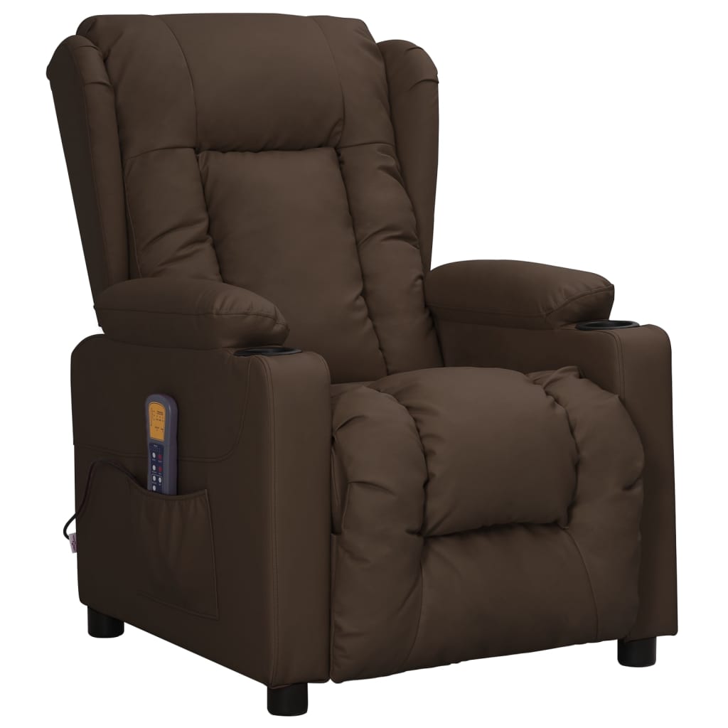 vidaXL Massagesessel Braun Kunstleder