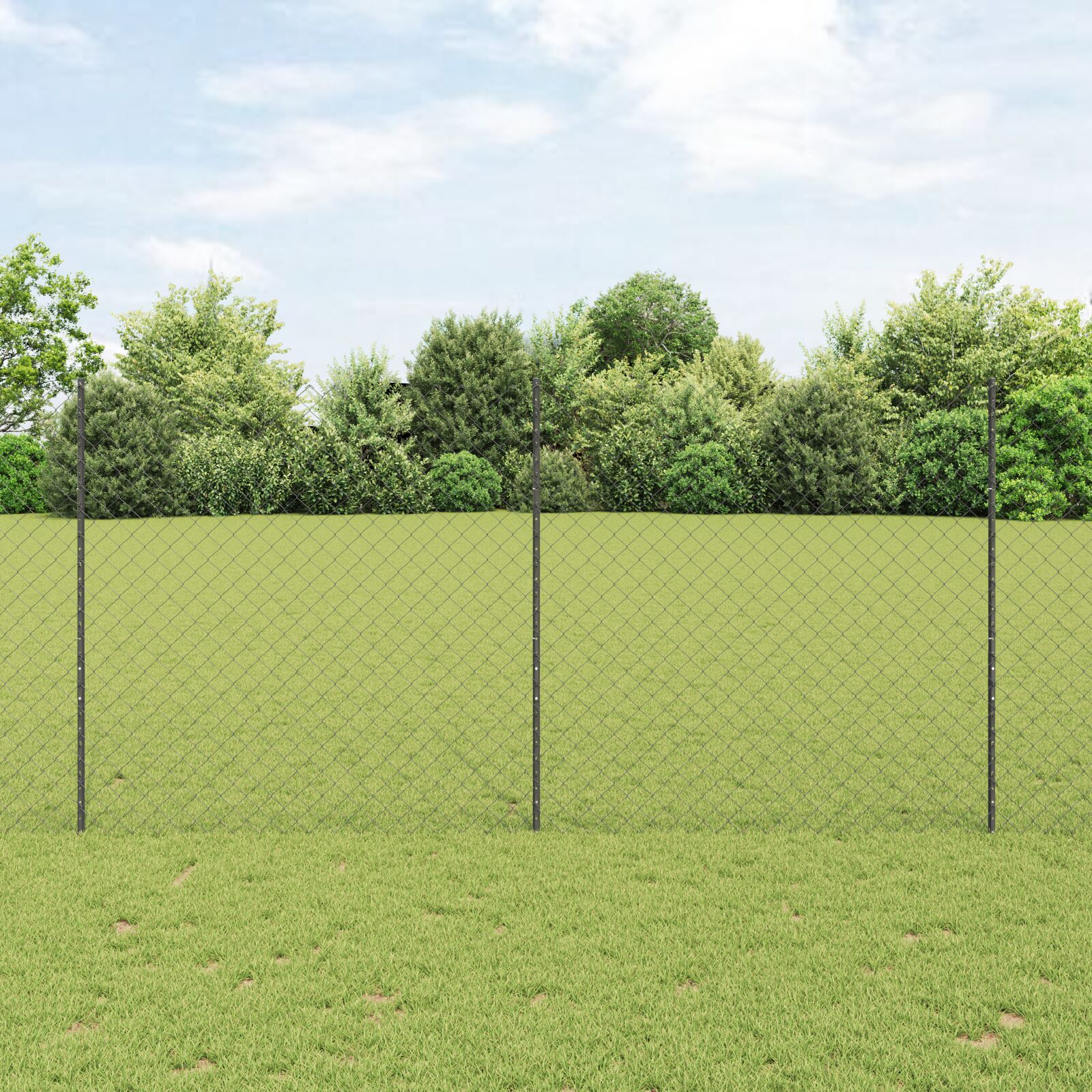 vidaXL Drahtzaun mit 44 U-Posts Grau 1,6x25 m Stahl