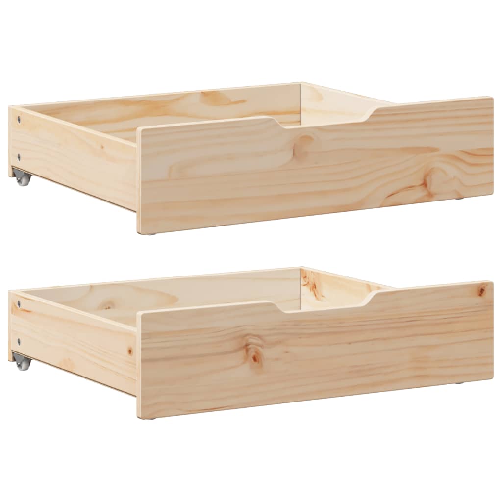 vidaXL Bettschubladen mit Rollen 2 Stk. 65x55x17 cm Massivholz Kiefer