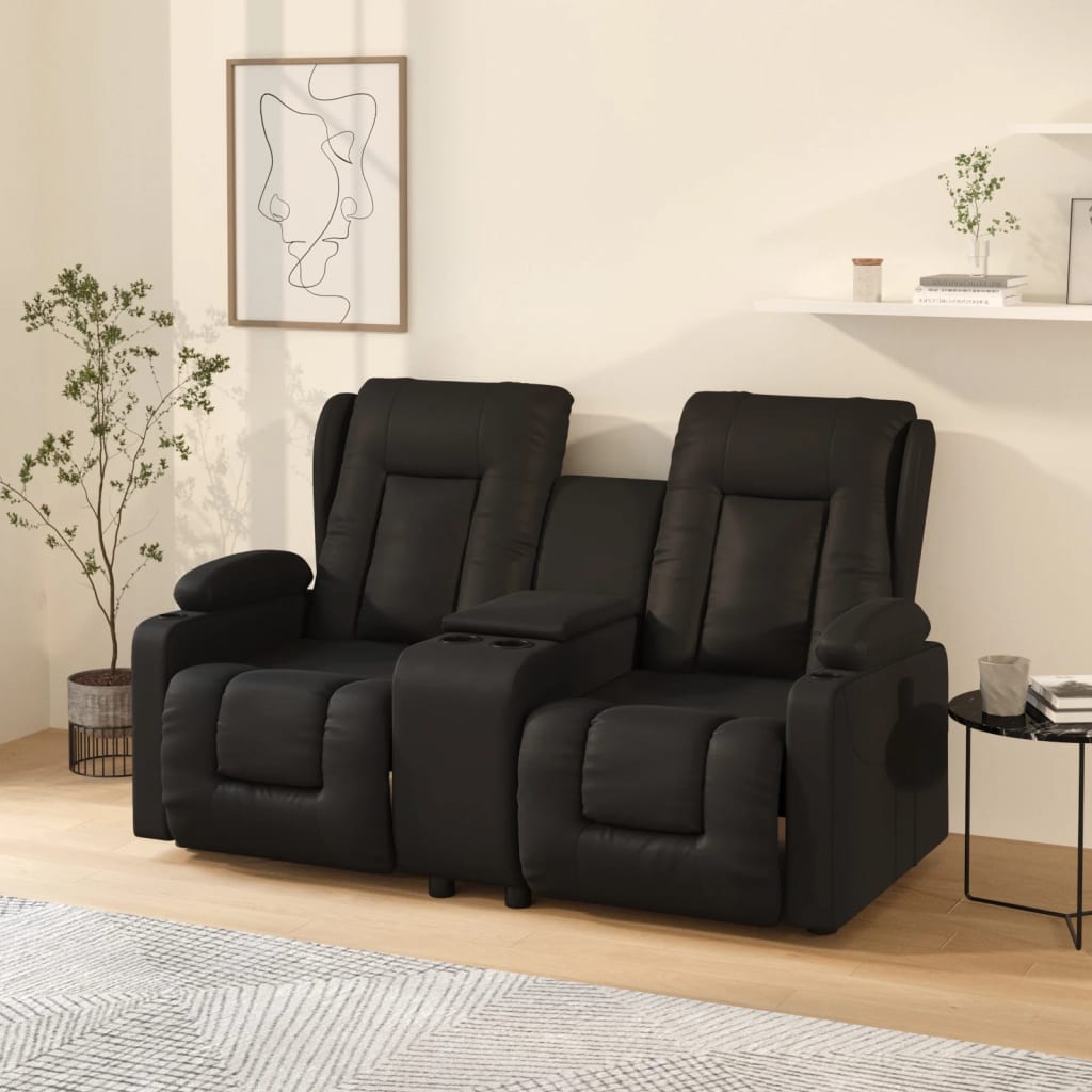 vidaXL 2-Sitzer Massagesessel mit Getränkehalter Schwarz Kunstleder