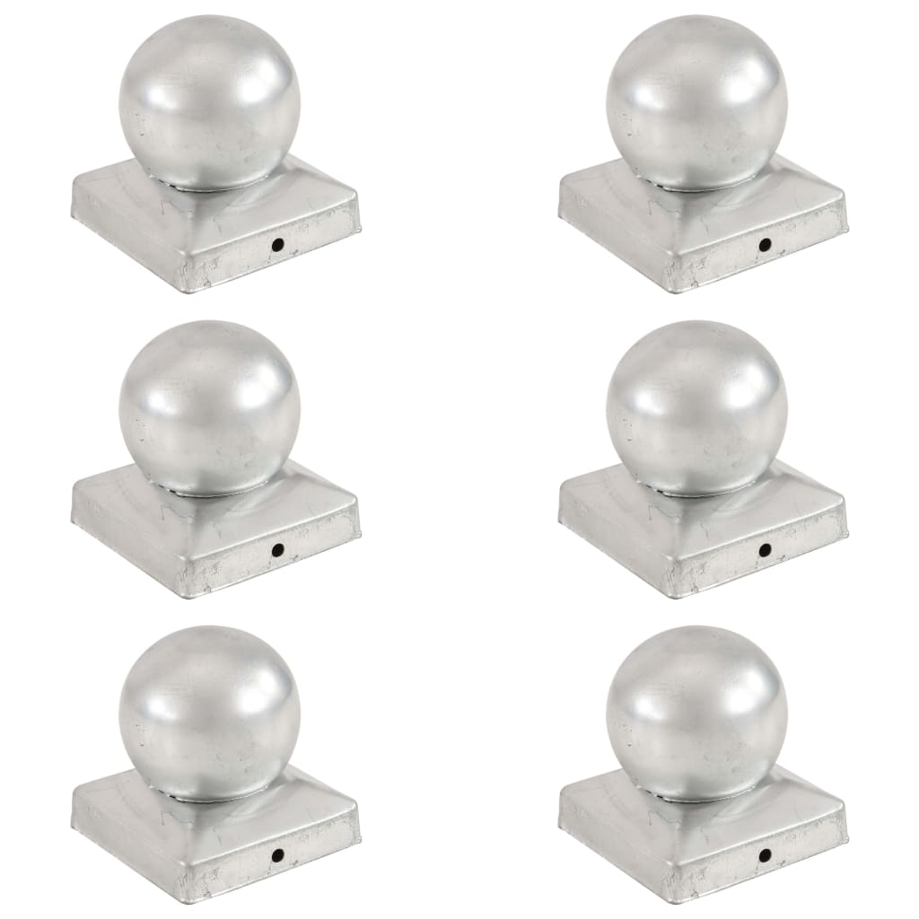 vidaXL Pfostenkappen 6 Stk. Kugelform Verzinktes Metall 91 x 91 mm 