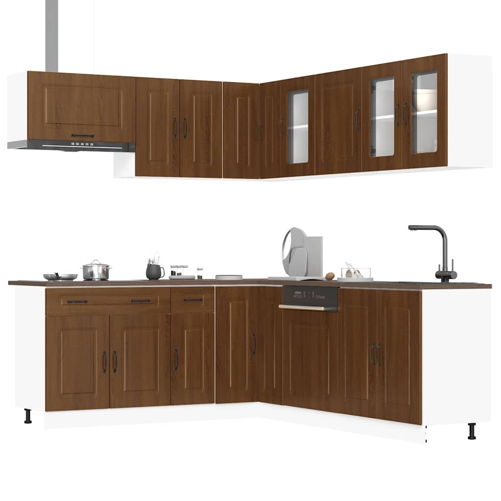 vidaXL 11-tlg. Küchenschrank-Set Kalmar Braun Eichen-Optik Holzwerkstoff