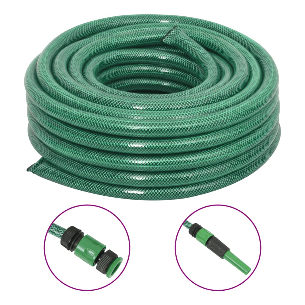 vidaXL Gartenschlauch mit Kupplung-Set Grün 0,75" 50 m PVC