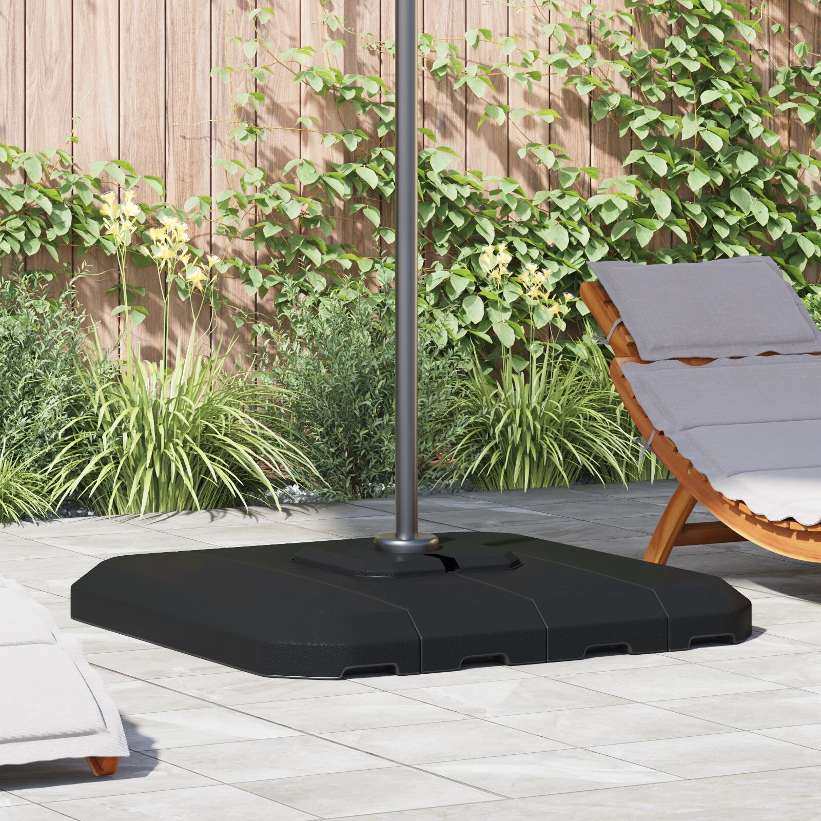 vidaXL 4-teiliges Cantilever-Sonnenschirmständer-Set - 130 kg Sand oder 90 kg Wasser