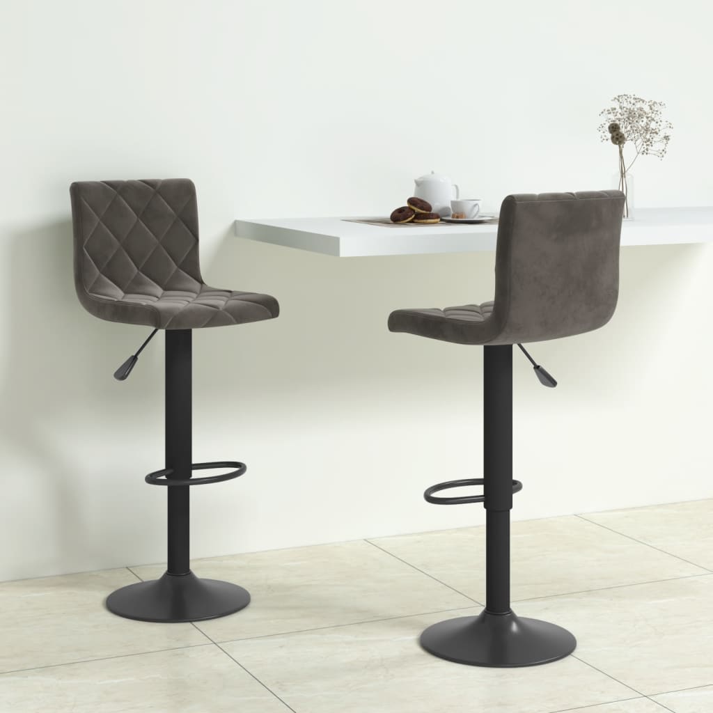  vidaXL Barhocker 2 Stk. Dunkelgrau Samt