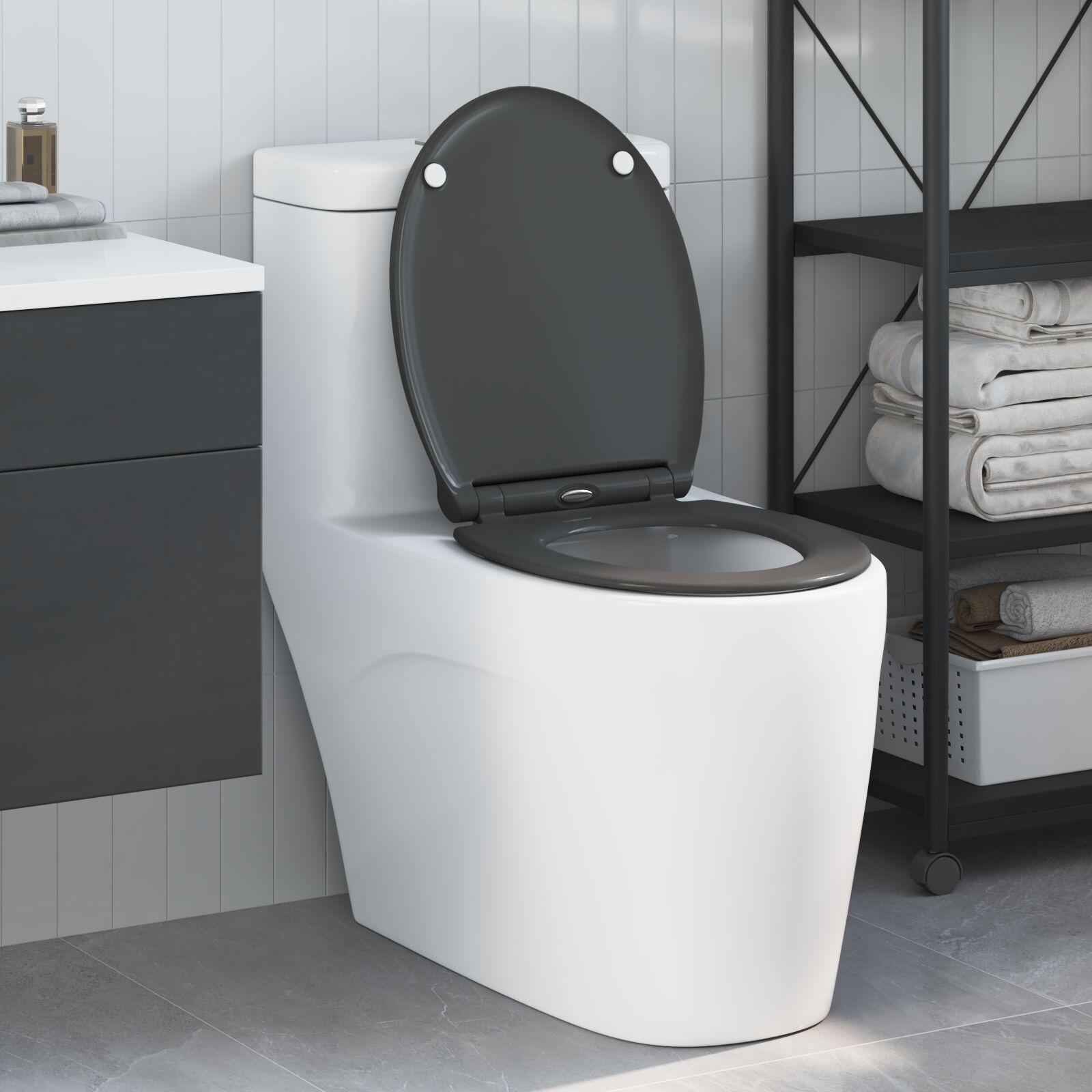 vidaXL Quick Release Toilettensitz mit sanftem Schließen Duroplast Anthrazit