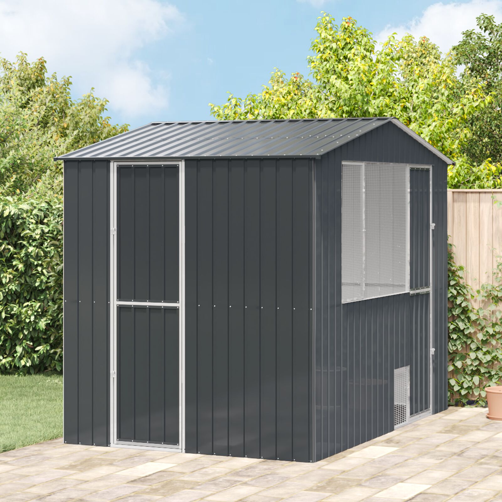 vidaXL Vogelvoliere Anthrazit 310x215x247 cm aus Stahl