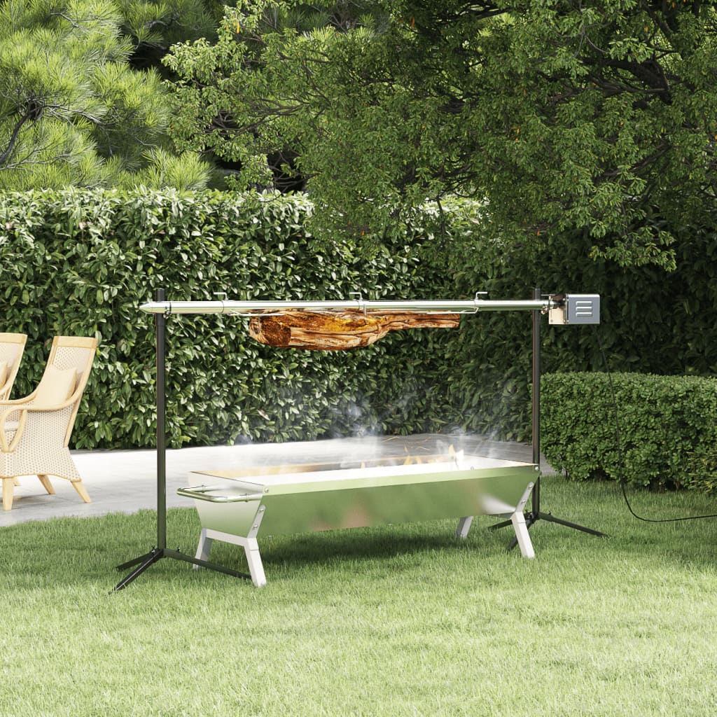 vidaXL Automatischer Grillspieß mit Motor Edelstahl 150x46,5x82,5 cm