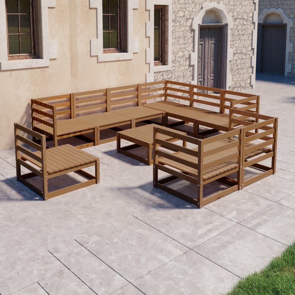 vidaXL 10-tlg. Garten-Lounge-Set Honigbraun Massivholz Kiefer